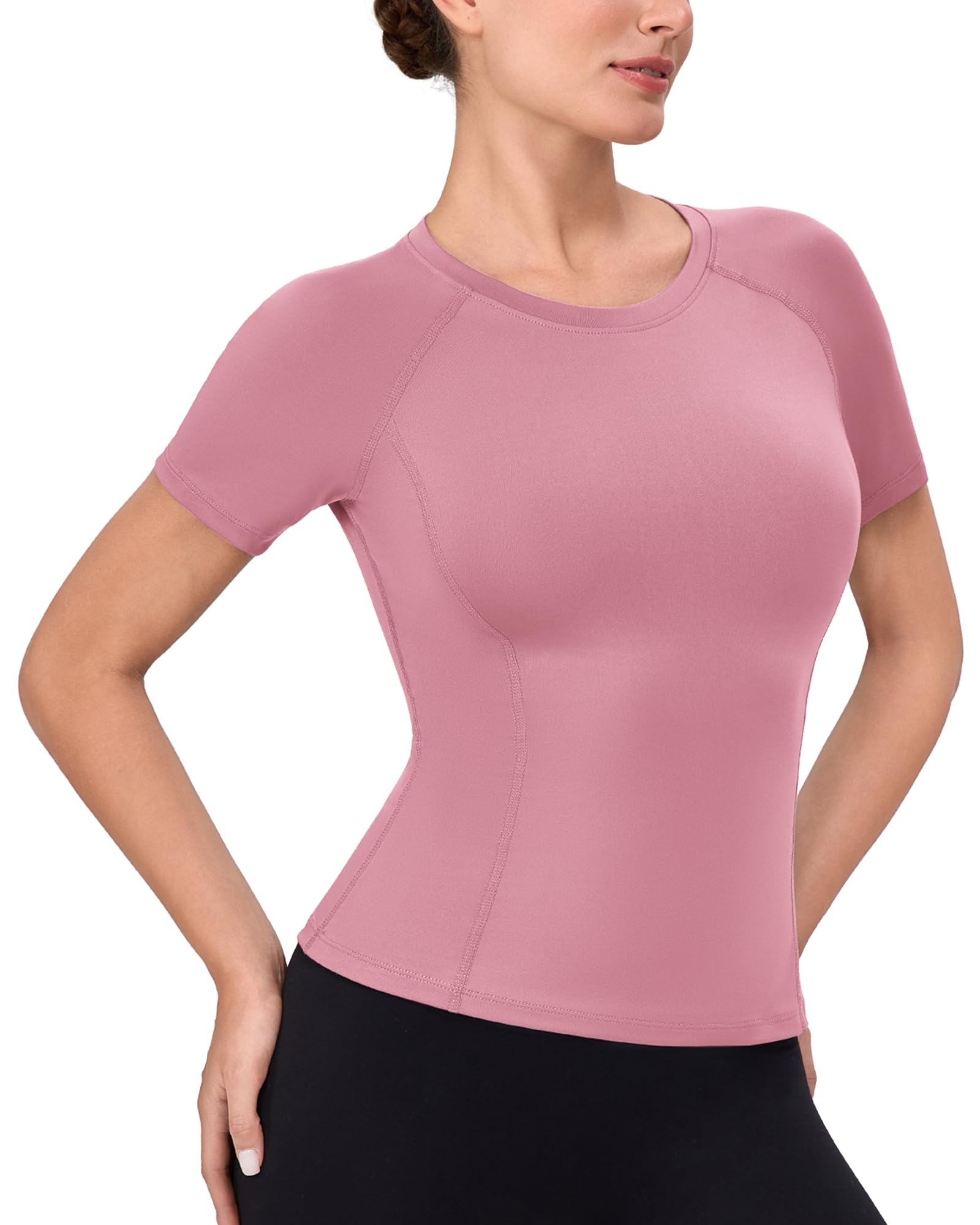 Women's Compression Short Sleeve, Workout Top/Dry Fit Gym Yoga Running Baselayer Shirt