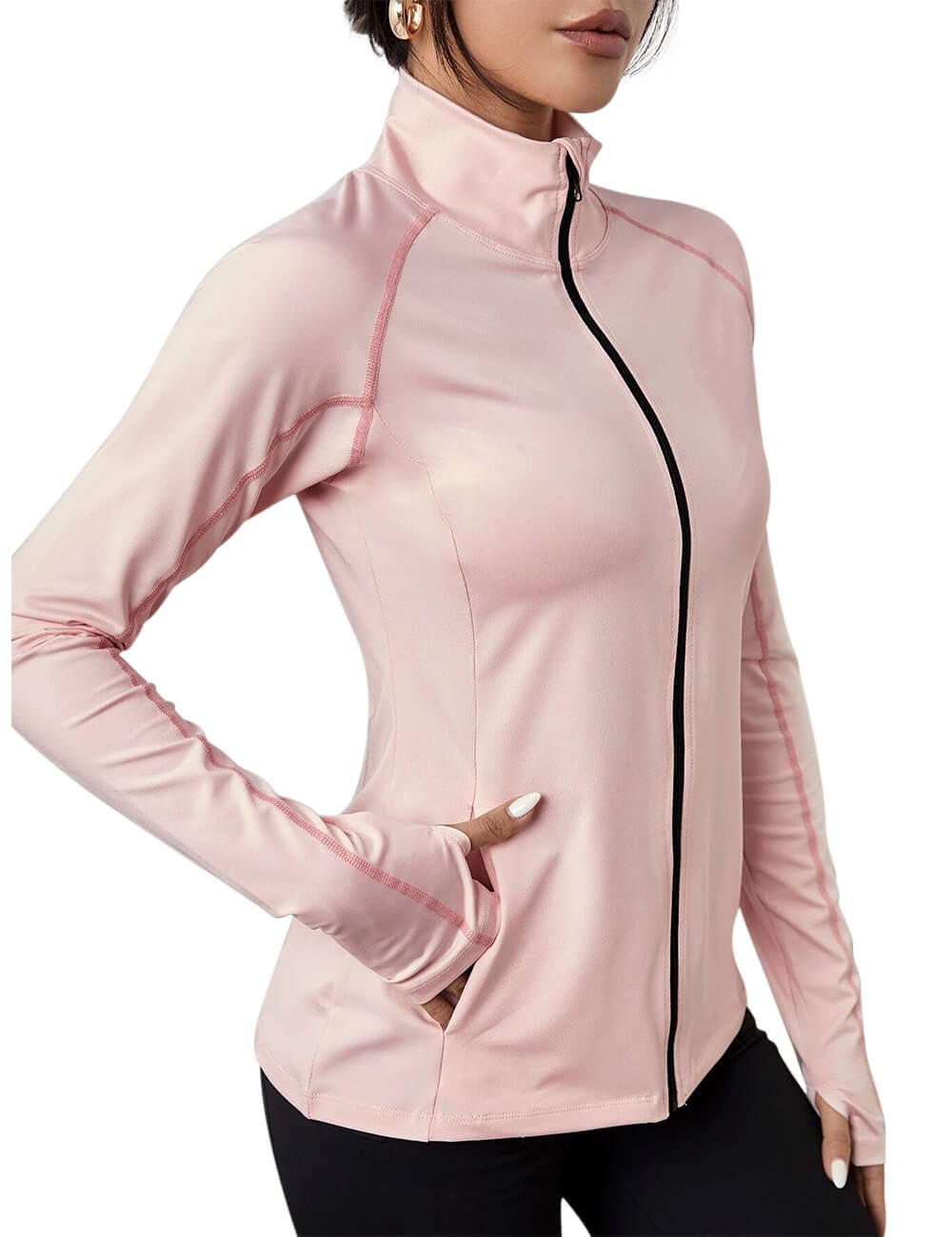 FACDIBY Lightweight Athletic Pullover Jacket for Women Zip Up Long Sleeve Running Shirts