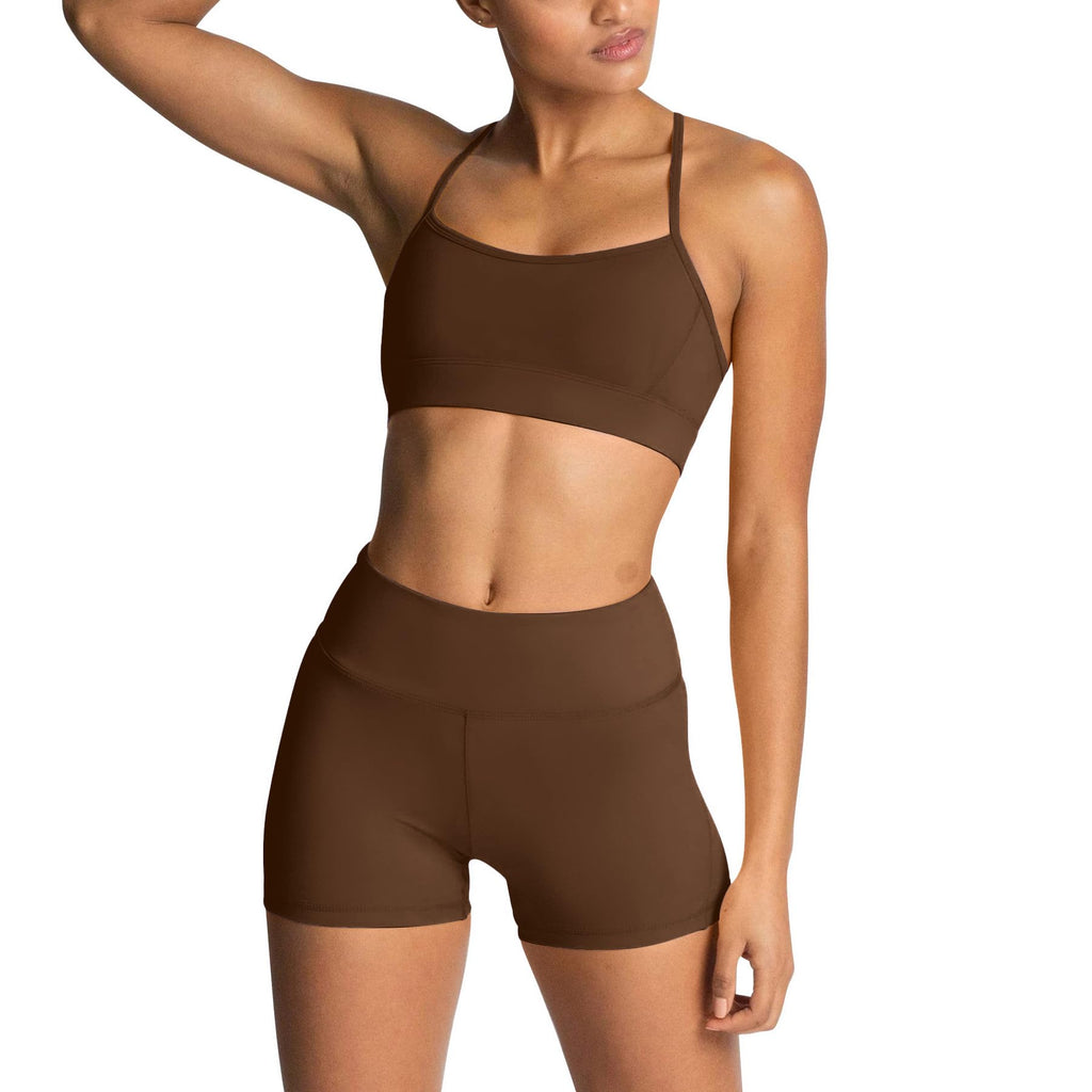 Women's 2-Piece Workout Set with Sports Bra & Biker Shorts