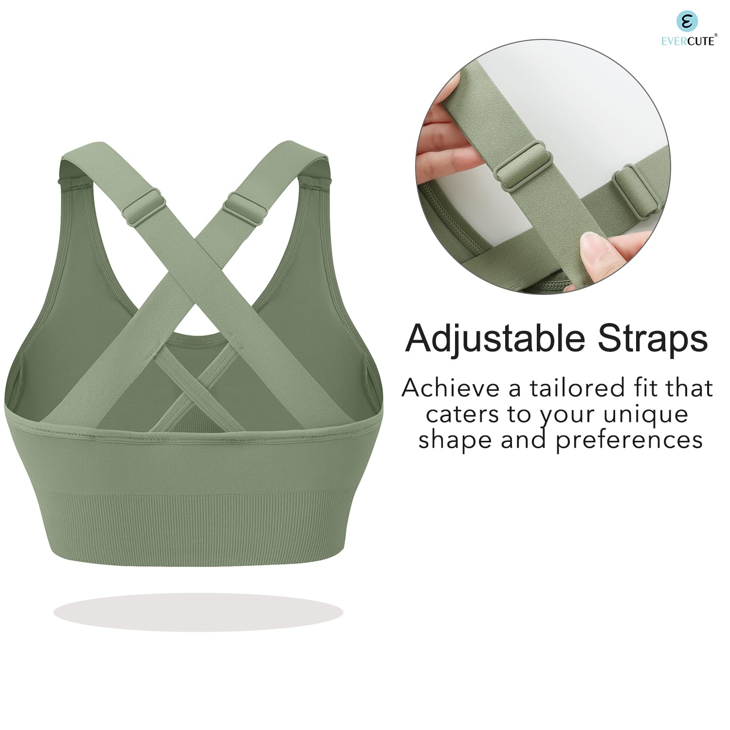 Evercute Sports Bras for Women Padded Medium Support Criss Cross Strappy Bra Seamless High Impact Yoga Exercise Athletic Bras