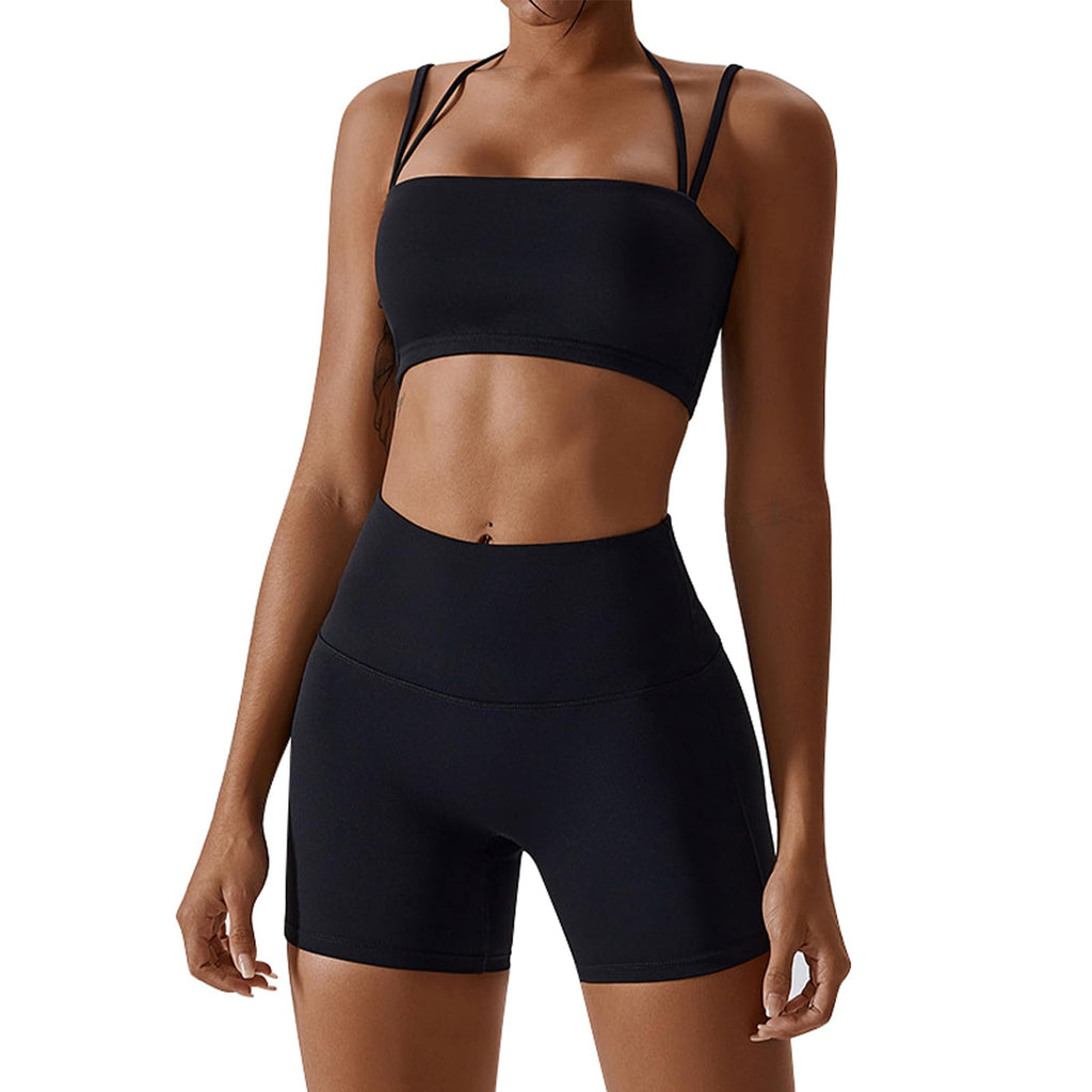 Women's 2-Piece Workout Set with Sports Bra & Biker Shorts