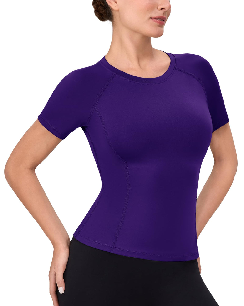 Women's Compression Short Sleeve, Workout Top/Dry Fit Gym Yoga Running Baselayer Shirt