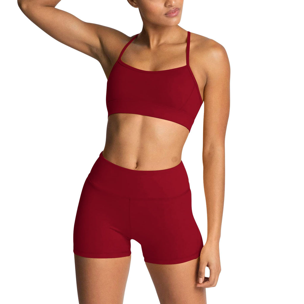 Women's 2-Piece Workout Set with Sports Bra & Biker Shorts