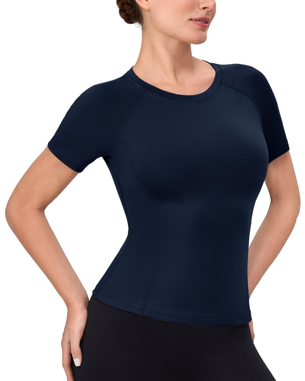 Women's Compression Short Sleeve, Workout Top/Dry Fit Gym Yoga Running Baselayer Shirt