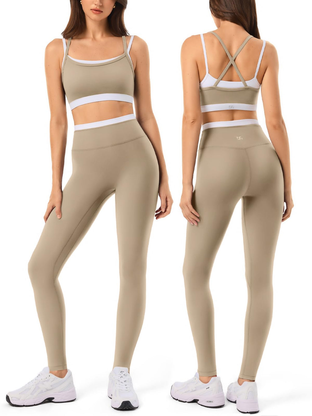 Women's Seamless Yoga Workout Set with Padded Sports Bra & Leggings