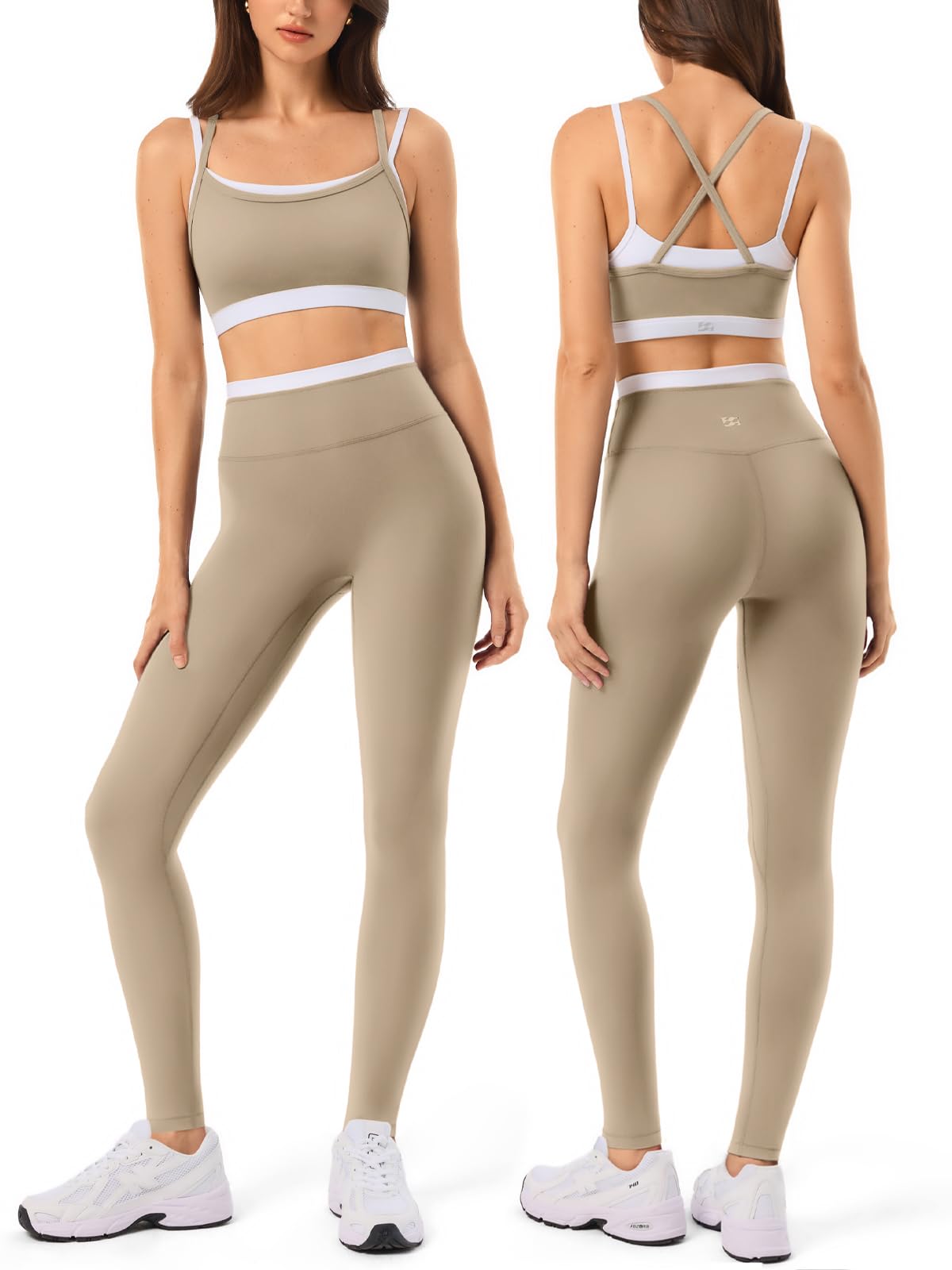 Women's Seamless Yoga Workout Set with Padded Sports Bra & Leggings