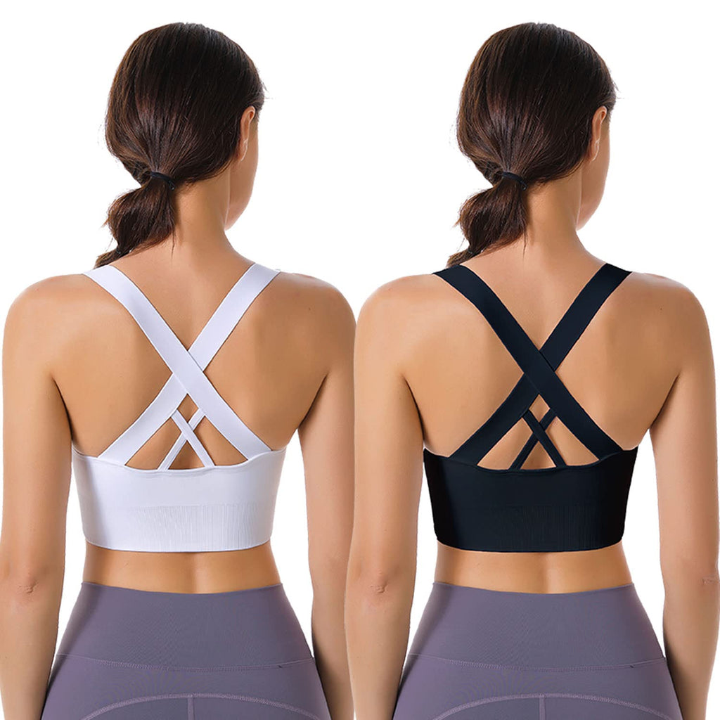 Women's Seamless Crisscross Sports Bra with Medium Support & Padding