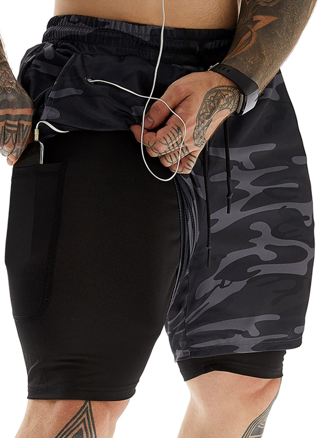 Men's 2-in-1 Running Shorts with Compression Liner for Training