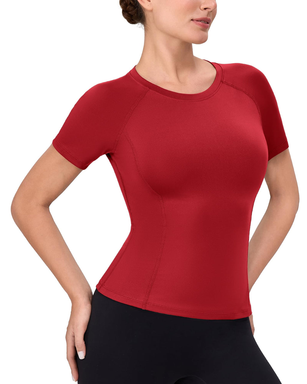 Women's Compression Short Sleeve, Workout Top/Dry Fit Gym Yoga Running Baselayer Shirt