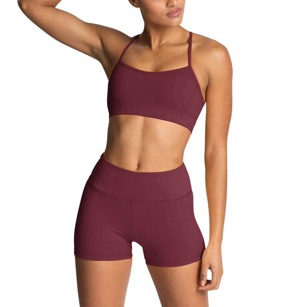 Women's 2-Piece Workout Set with Sports Bra & Biker Shorts