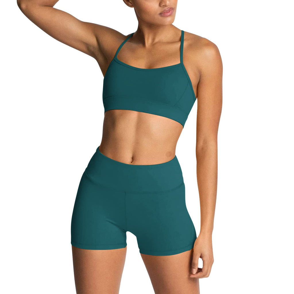 Women's 2-Piece Workout Set with Sports Bra & Biker Shorts