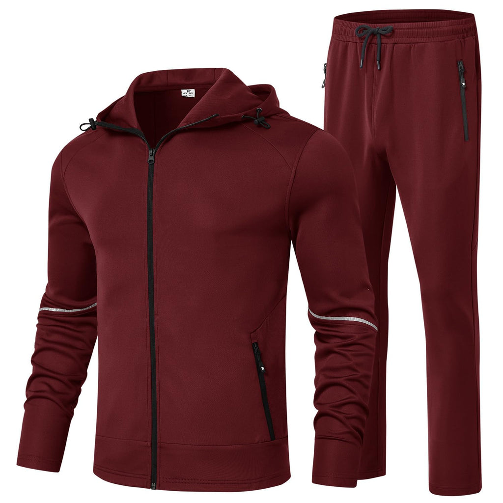 Men's Full-Zip Tracksuit Set with Hoodie Jacket & Jogger Pants