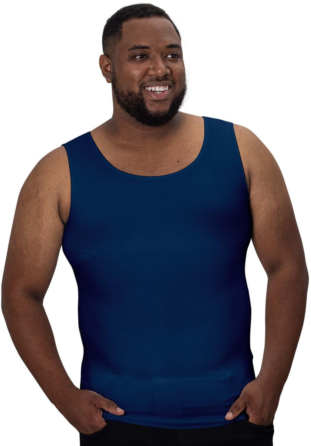 QORE LOGIQ Gynecomastia Compression Shirts for Men - Sleeveless Slimming Undershirts Tummy Control and Body Shaper Tank Top