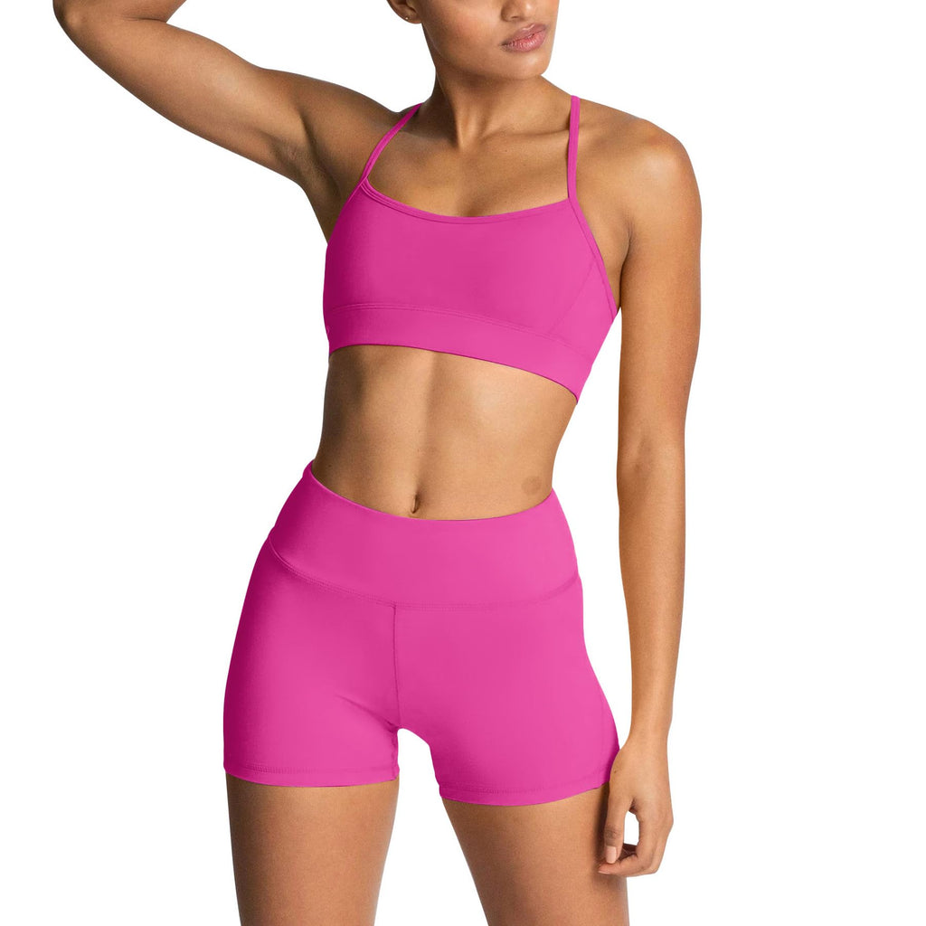 Women's 2-Piece Workout Set with Sports Bra & Biker Shorts
