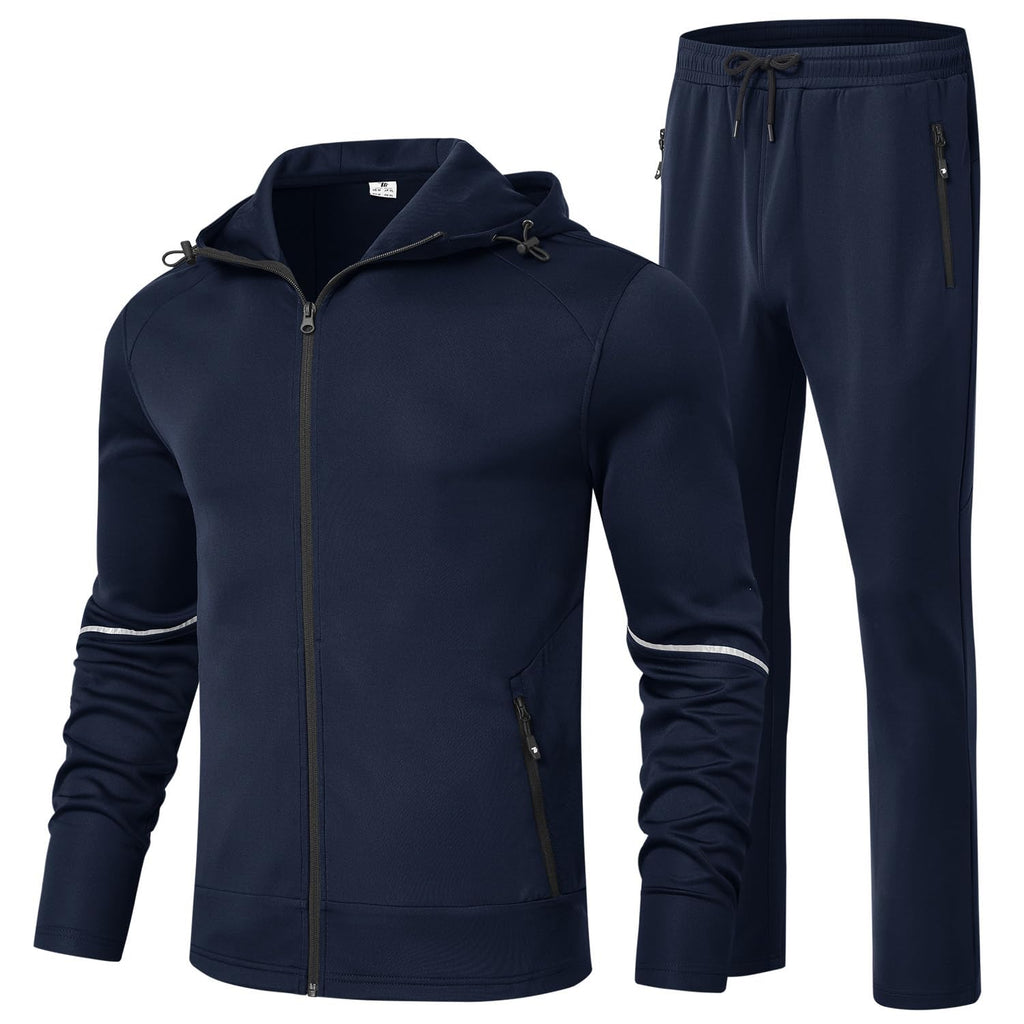 Men's Full-Zip Tracksuit Set with Hoodie Jacket & Jogger Pants