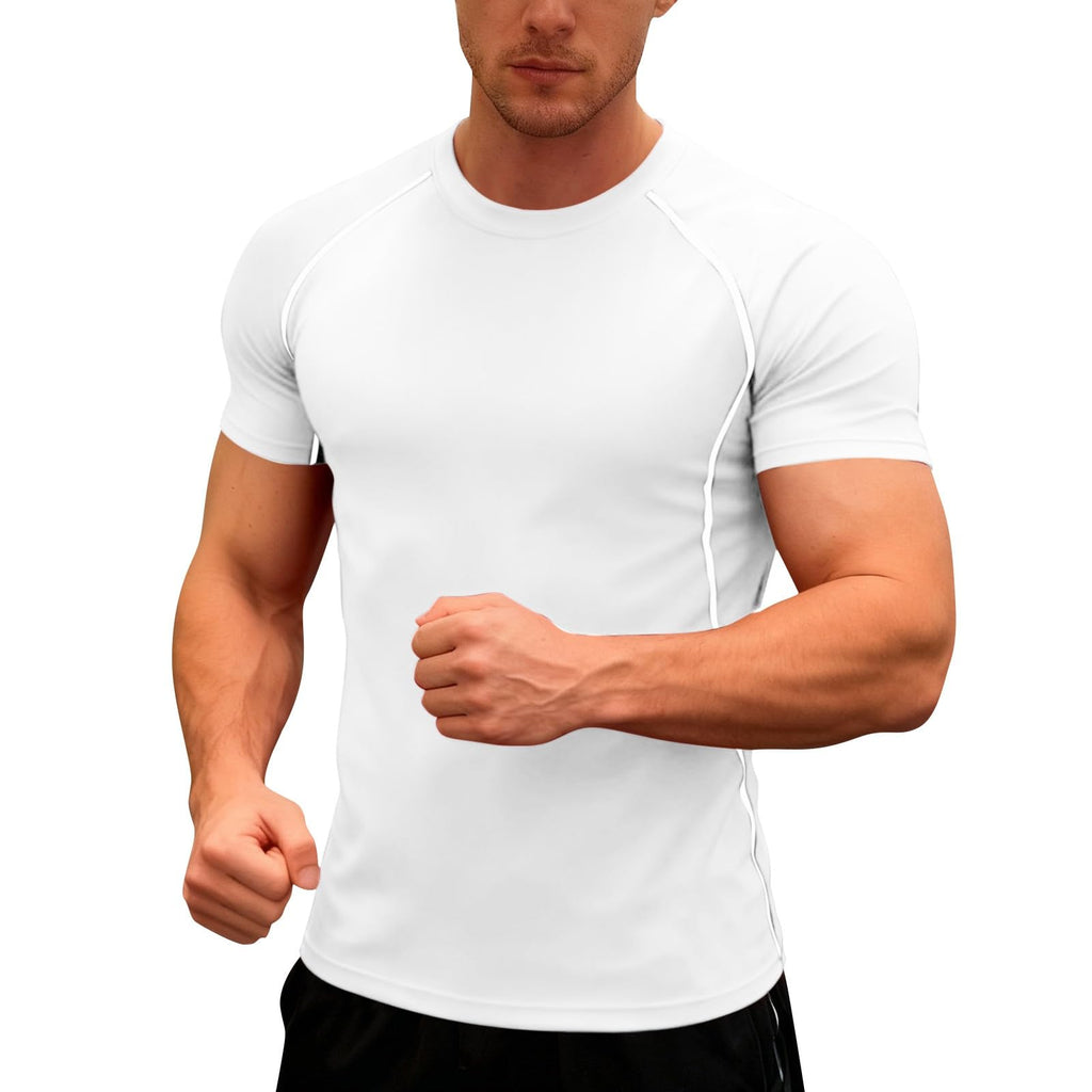 Men's Short Sleeve Compression Shirts Cool Dry Athletic Workout Tops Moisture Wicking Muscle Fit