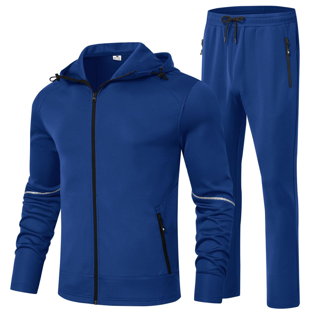 Men's Full-Zip Tracksuit Set with Hoodie Jacket & Jogger Pants