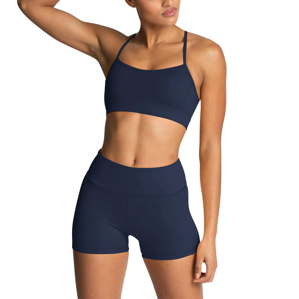 Women's 2-Piece Workout Set with Sports Bra & Biker Shorts
