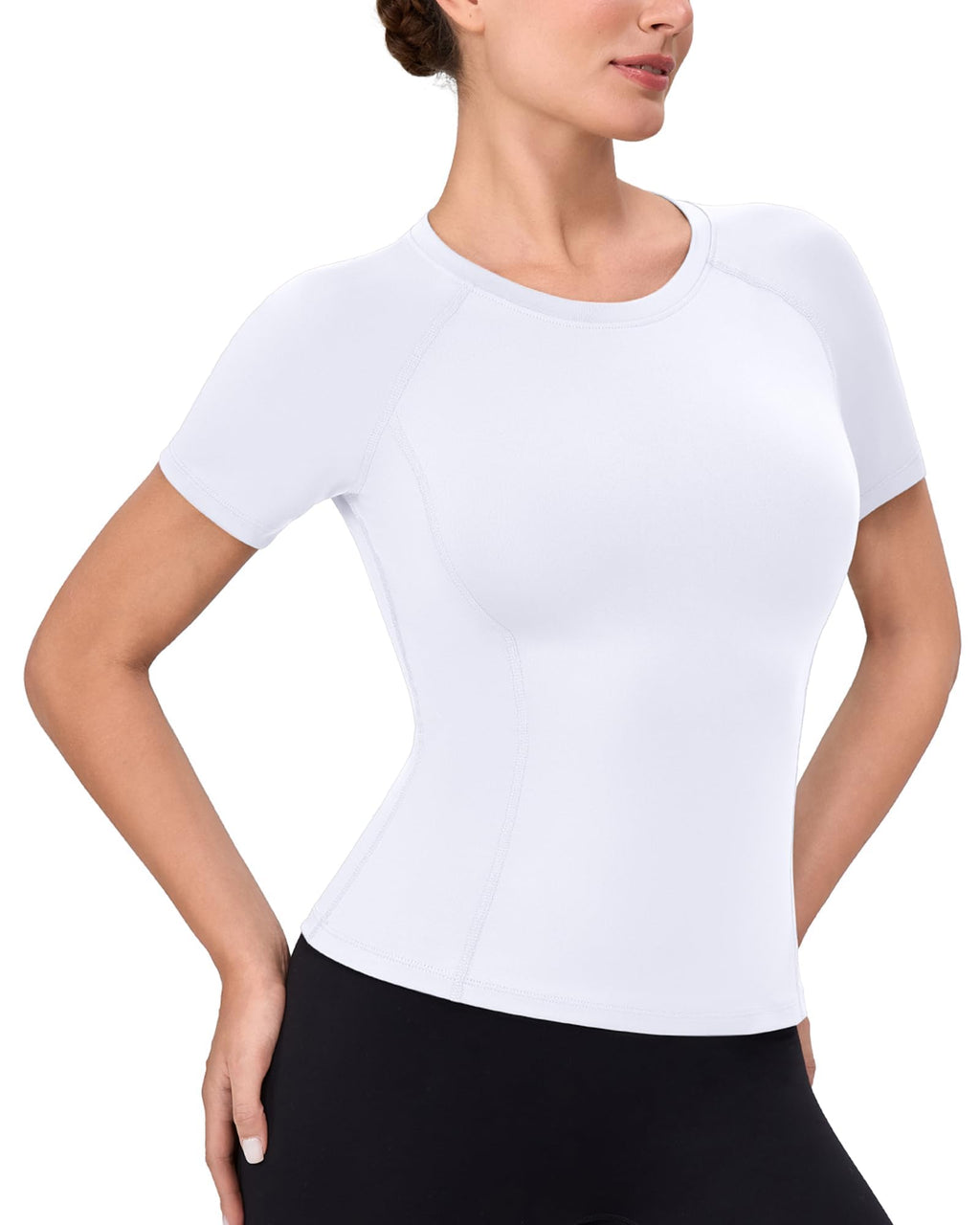 Women's Compression Short Sleeve, Workout Top/Dry Fit Gym Yoga Running Baselayer Shirt