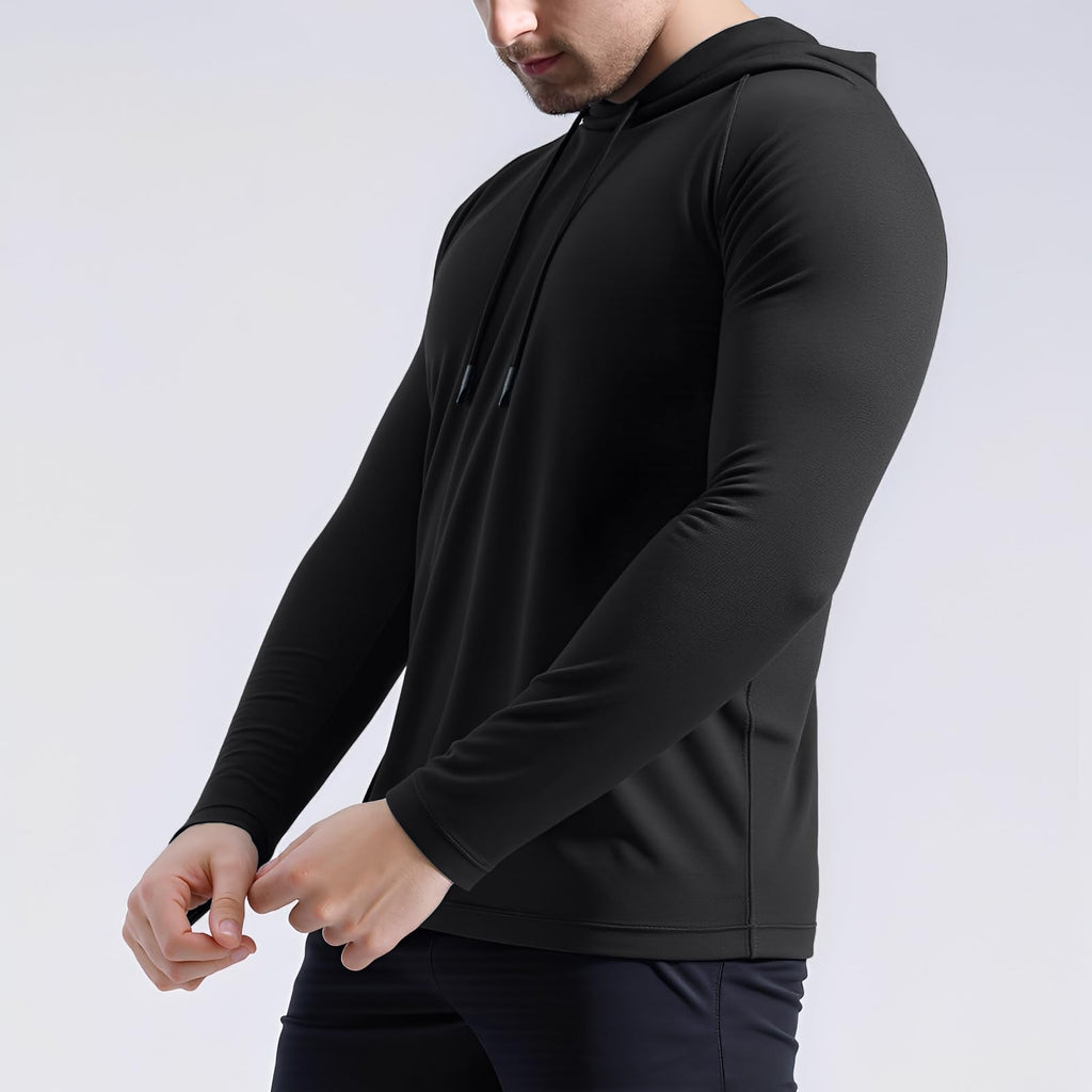 X-thud Mens Quick Dry Hoodies Long Sleeve Workout Athletic Gym Hooded Shirts