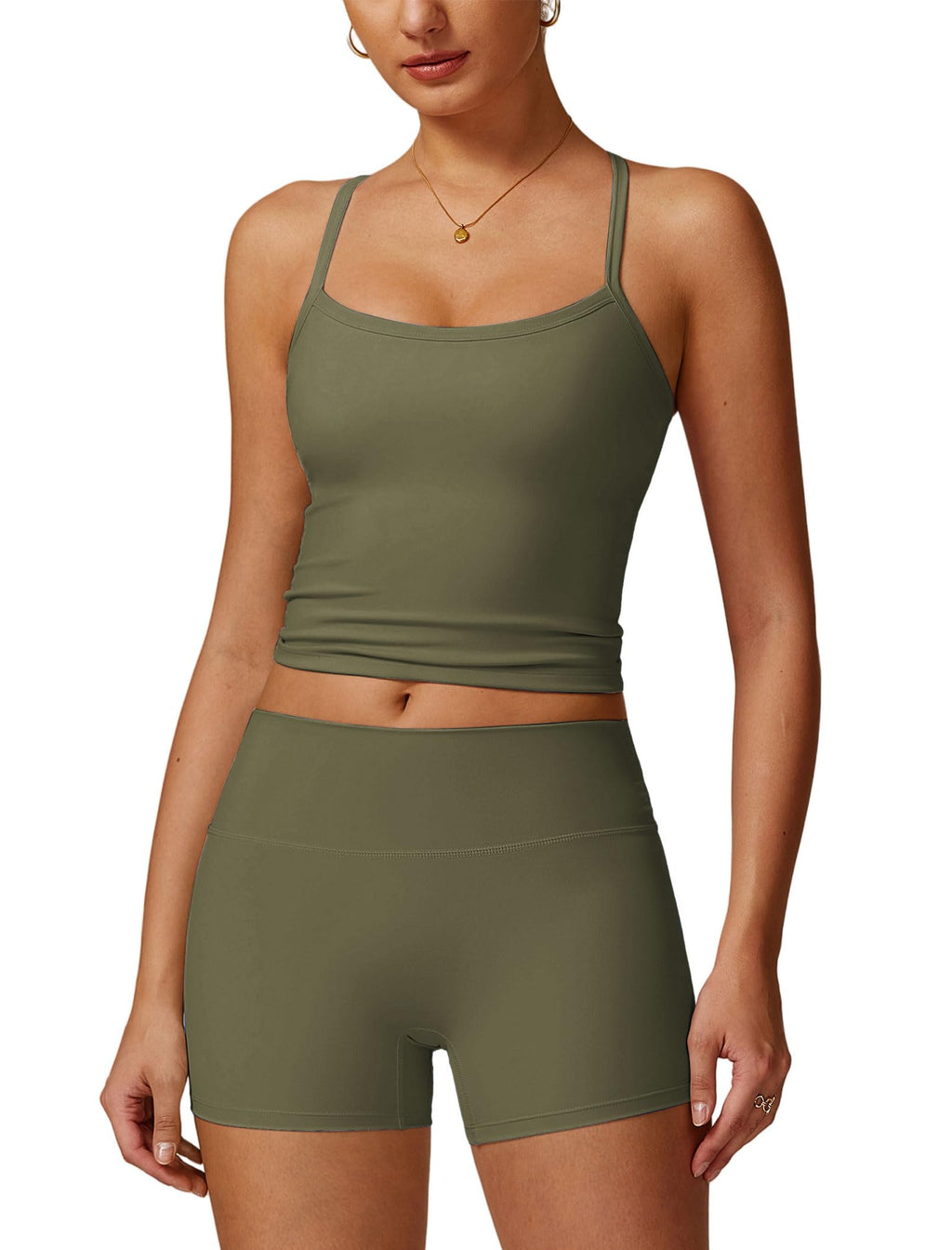 Women's 2-Piece Workout Set with Sports Bra & Biker Shorts