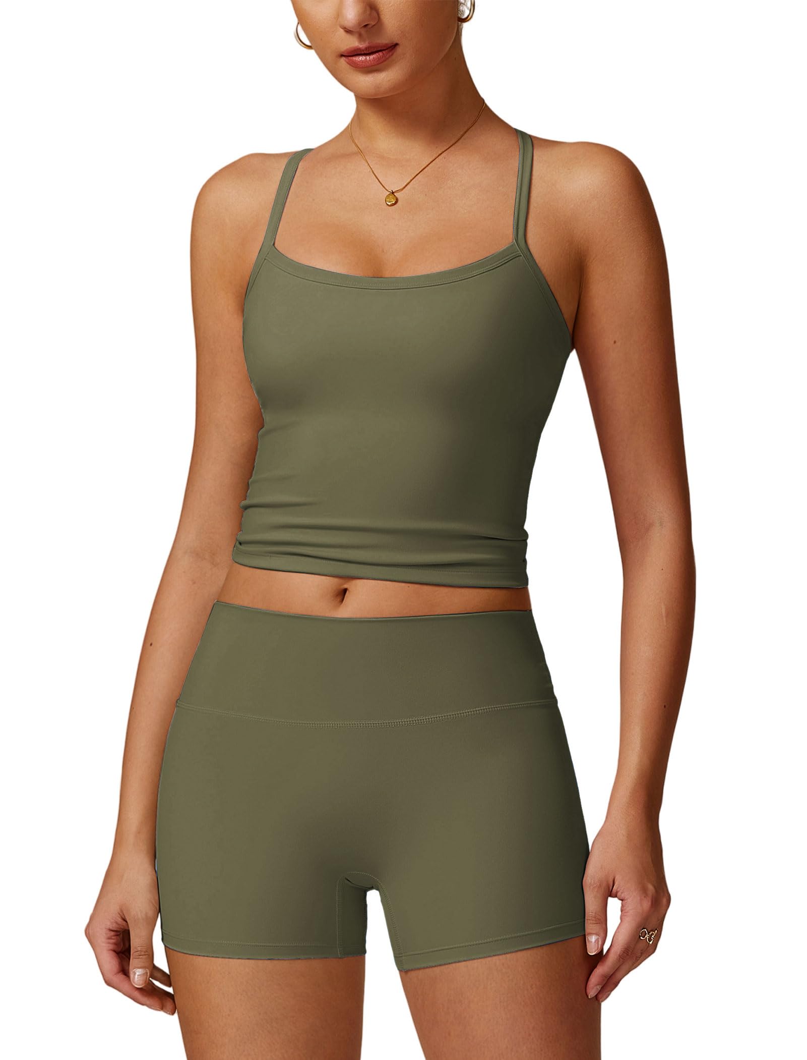 Women's 2-Piece Workout Set with Sports Bra & Biker Shorts
