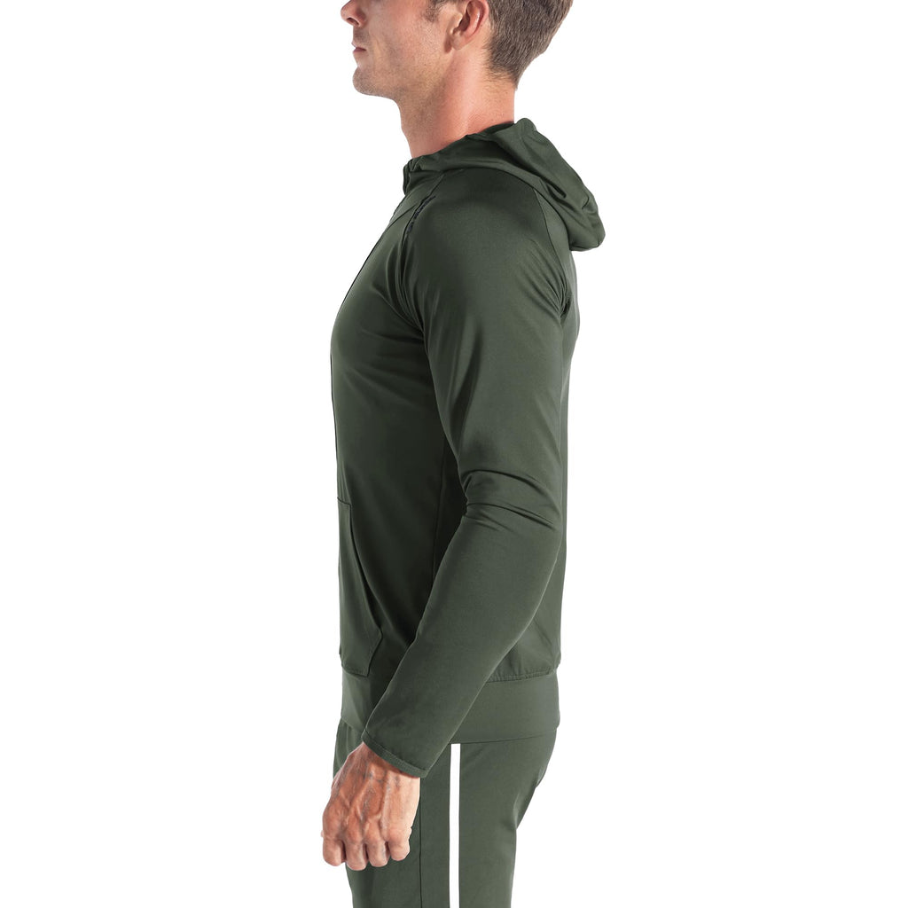 BROKIG Mens WindBreak Lightweight Running Jackets with Zip Pocket, Workout Track Hoodie Athletic Gym Sweatshirts Men
