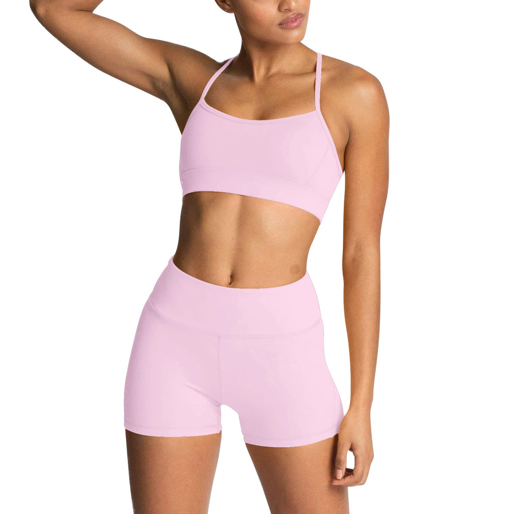 Women's 2-Piece Workout Set with Sports Bra & Biker Shorts