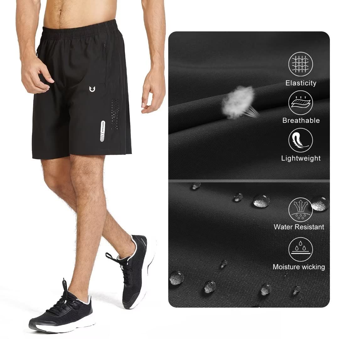 NORTHYARD Men's Athletic Running Shorts Gym Workout 7"/9"/5" Quick Dry Lightweight Sports Basketball Tennis 3 Zipper Pockets