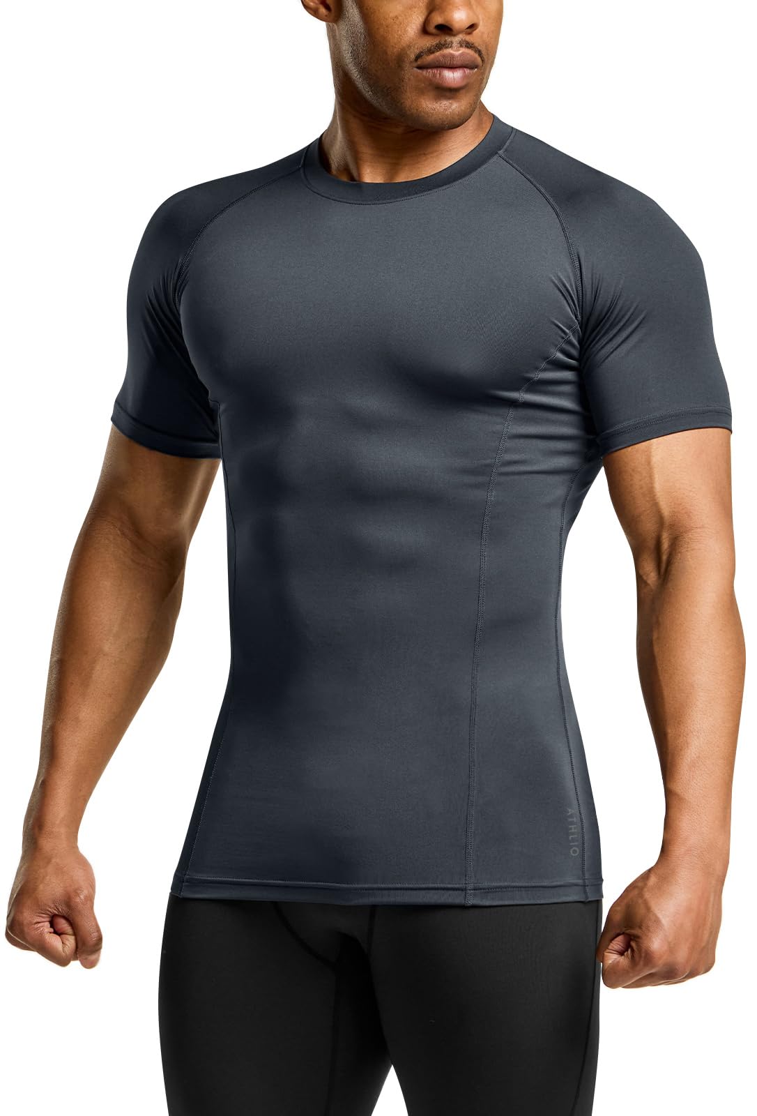 ATHLIO Men's Cool Dry Short Sleeve Compression Shirts, Sports Baselayer T-Shirts Tops, Athletic Workout Shirt