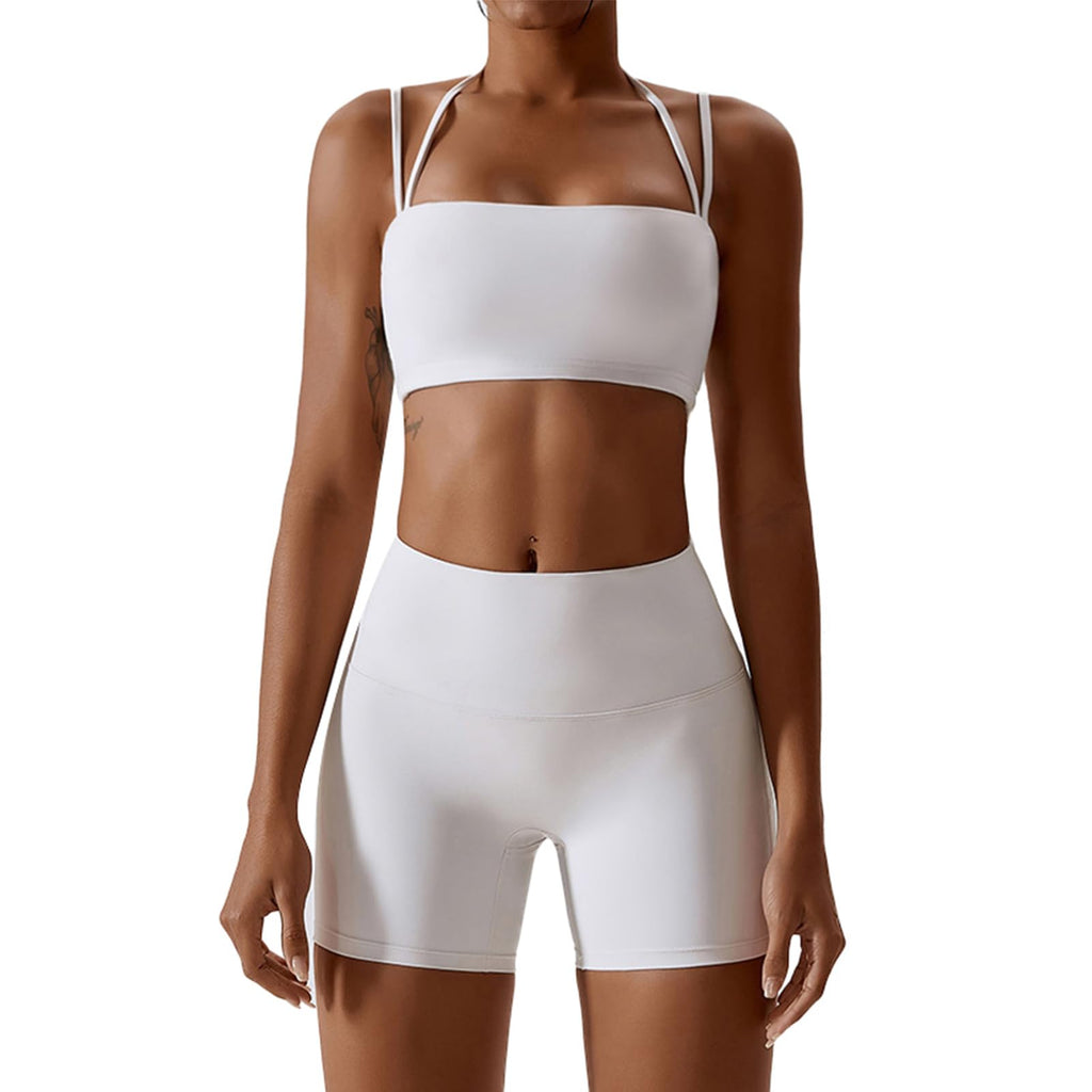 Women's 2-Piece Workout Set with Sports Bra & Biker Shorts