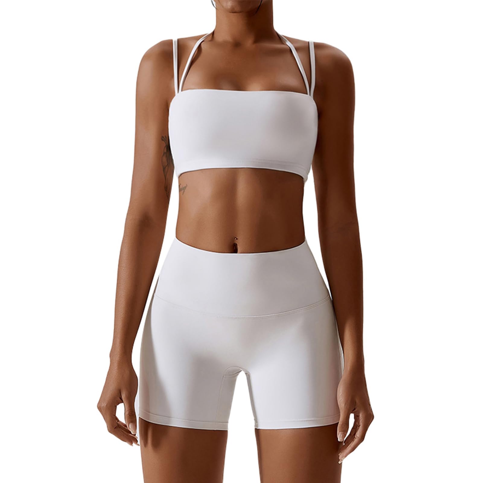 Women's 2-Piece Workout Set with Sports Bra & Biker Shorts