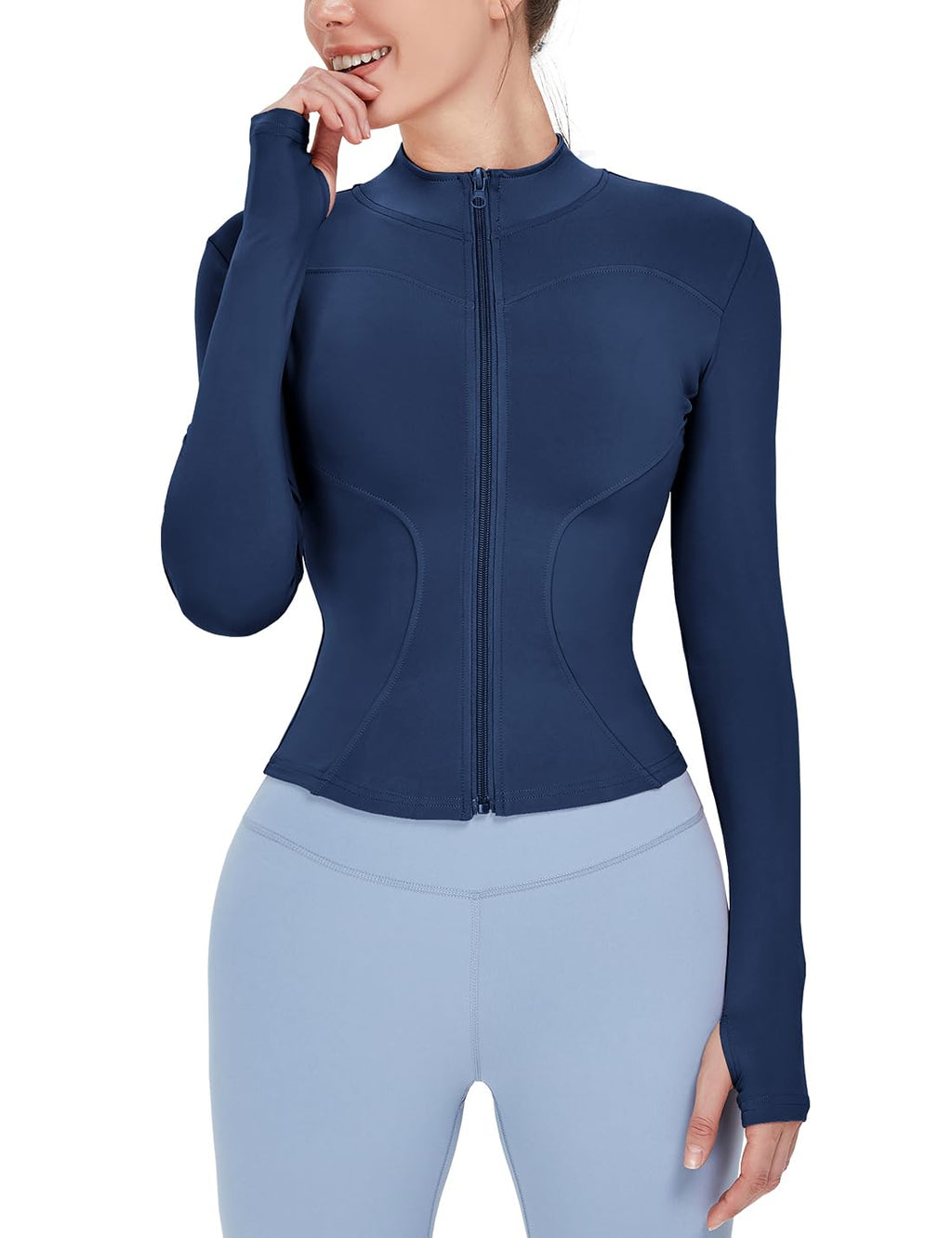 Women's Lightweight Full-Zip Running Jacket with Thumb Holes