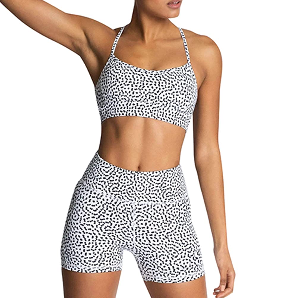 Women's 2-Piece Workout Set with Sports Bra & Biker Shorts
