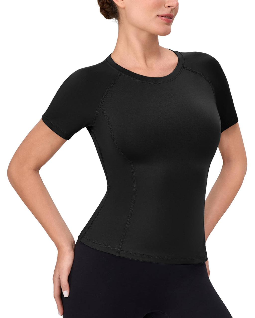 Women's Compression Short Sleeve, Workout Top/Dry Fit Gym Yoga Running Baselayer Shirt