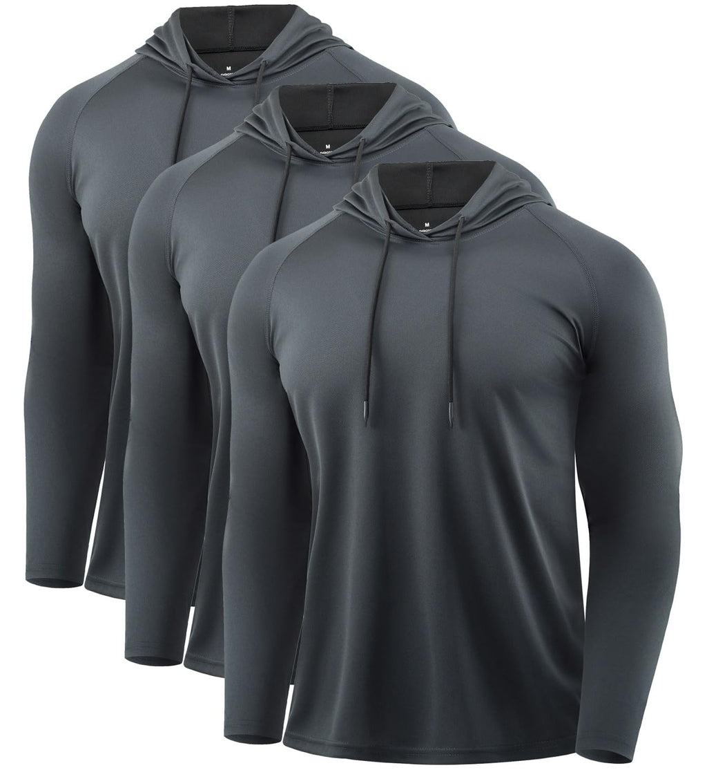X-thud Mens Quick Dry Hoodies Long Sleeve Workout Athletic Gym Hooded Shirts