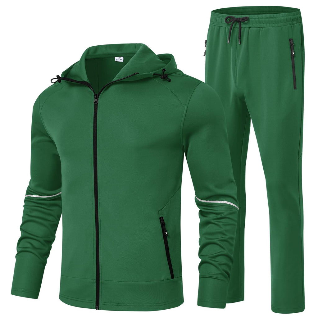 Men's Full-Zip Tracksuit Set with Hoodie Jacket & Jogger Pants