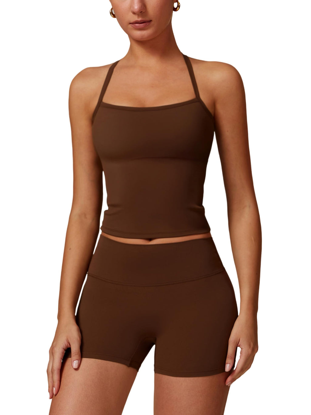 Women's 2-Piece Workout Set with Sports Bra & Biker Shorts