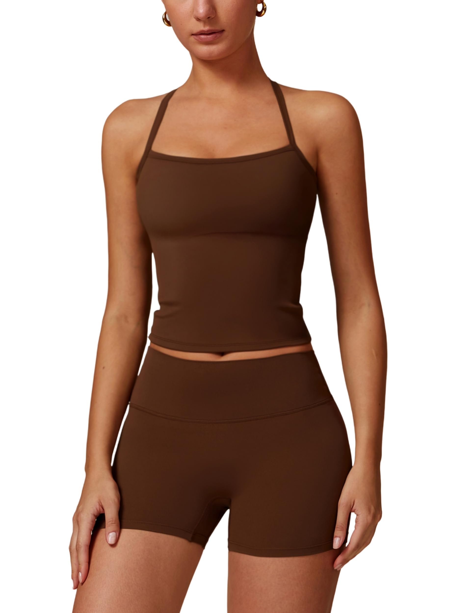 Women's 2-Piece Workout Set with Sports Bra & Biker Shorts