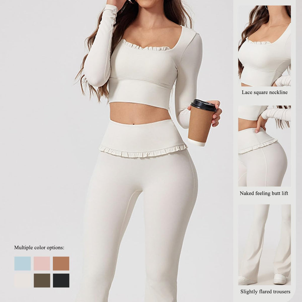 QueenLine 2Pcs Long-Sleeved Quick-Dry Shirt Outdoor Sportswear Two-Piece Suit Set