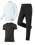 RPOVIG Men's Tracksuit Sweatsuits 3 Piece Windproof Jacket Long-Sleeve T-Shirts Pants Athletic Hiking Camping Jogger Outfits