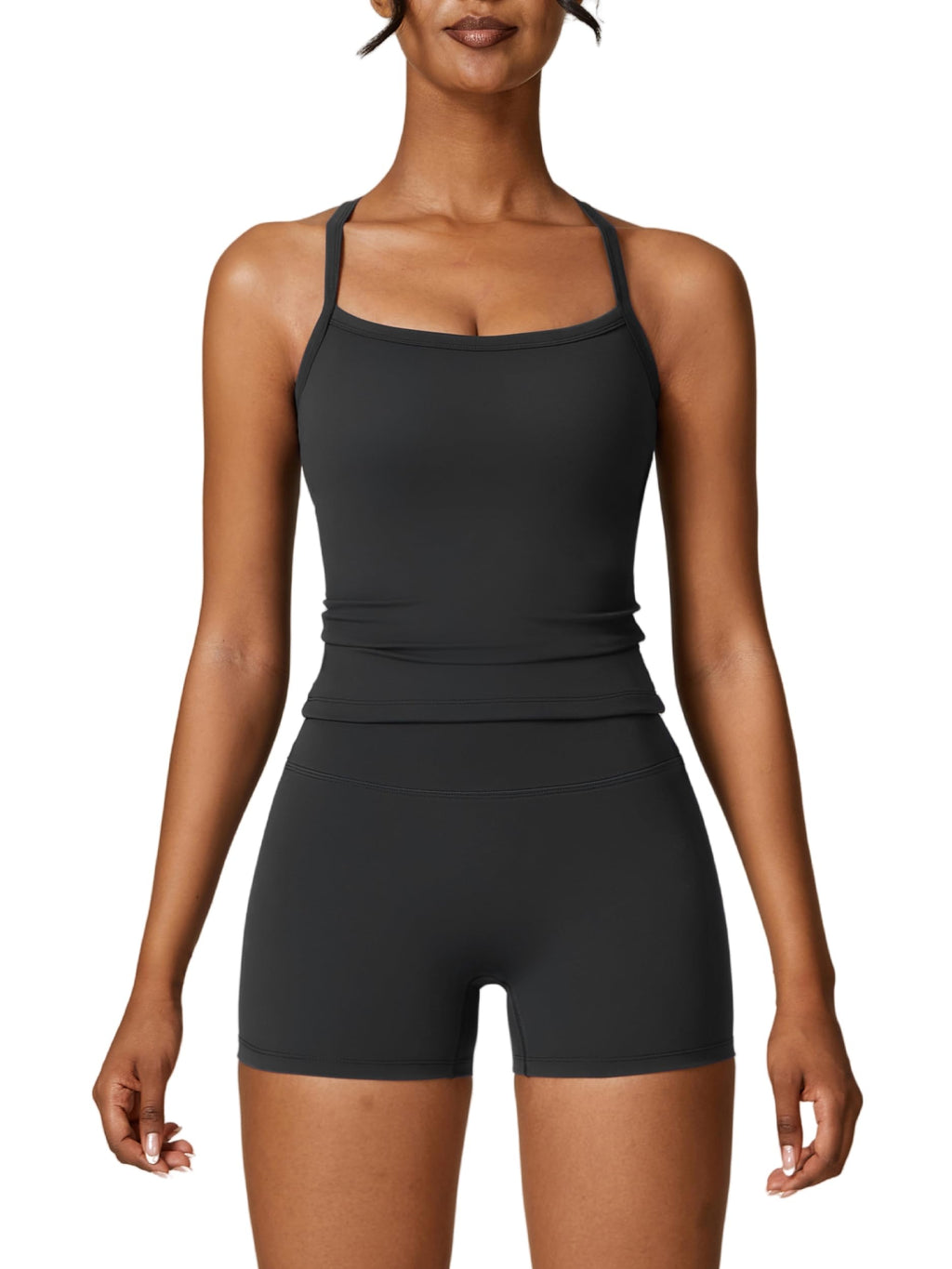 Women's 2-Piece Workout Set with Sports Bra & Biker Shorts