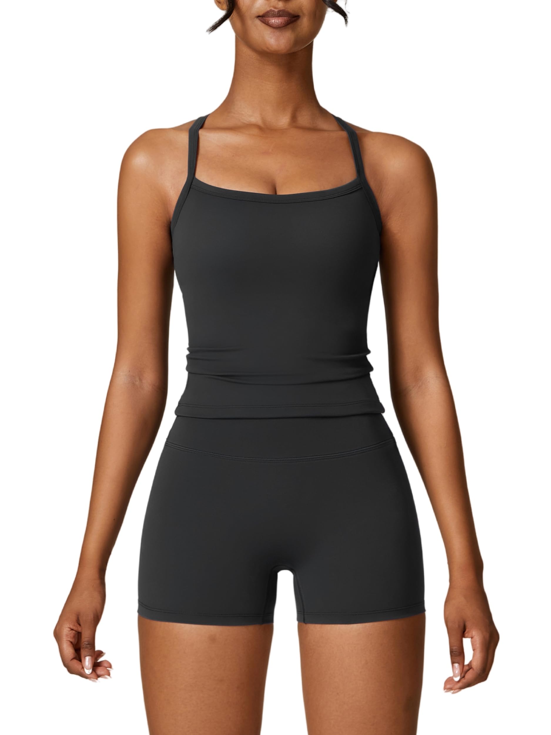 Women's 2-Piece Workout Set with Sports Bra & Biker Shorts