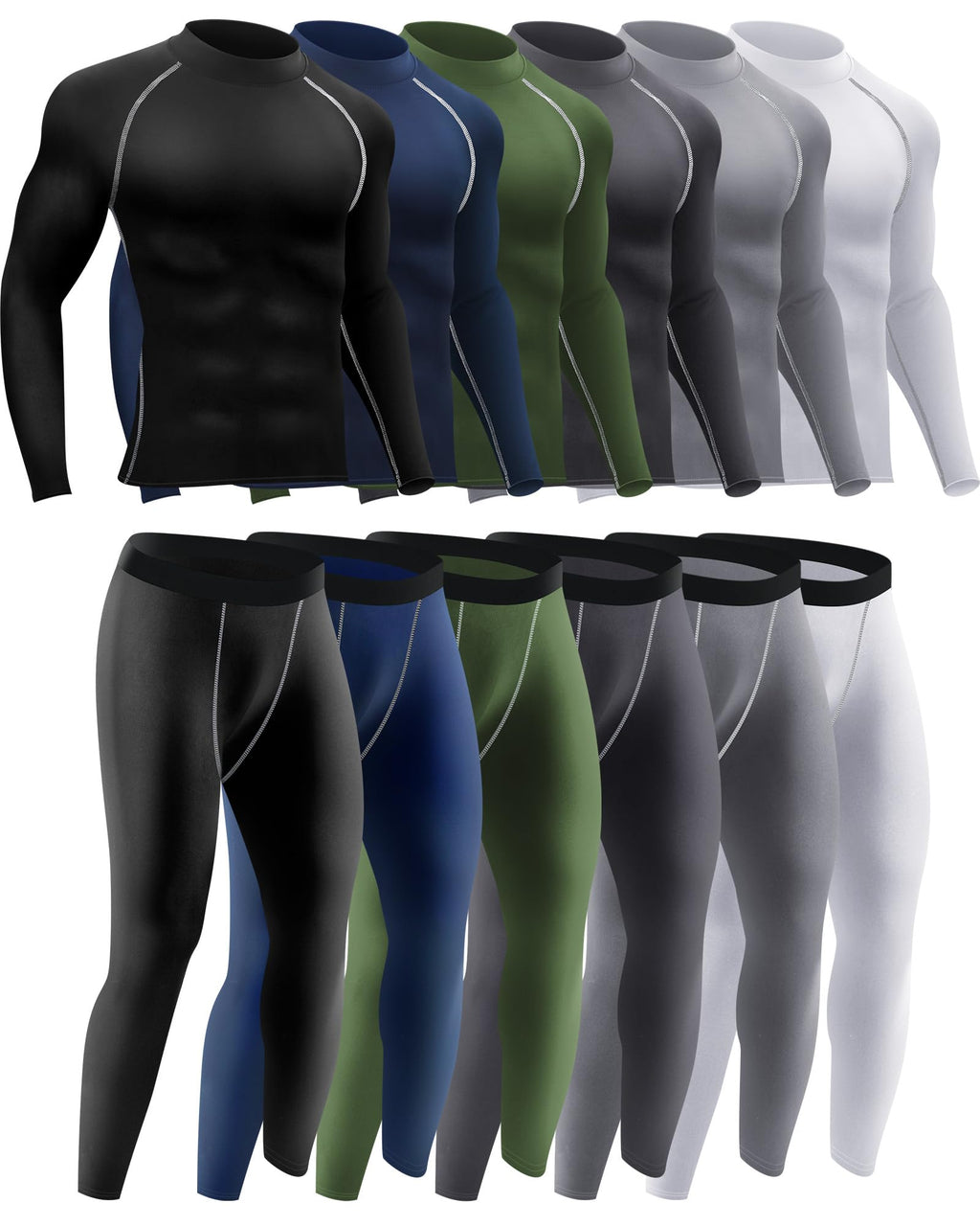 Men's Compression Base Layer Set with Long Sleeve Top & Pants