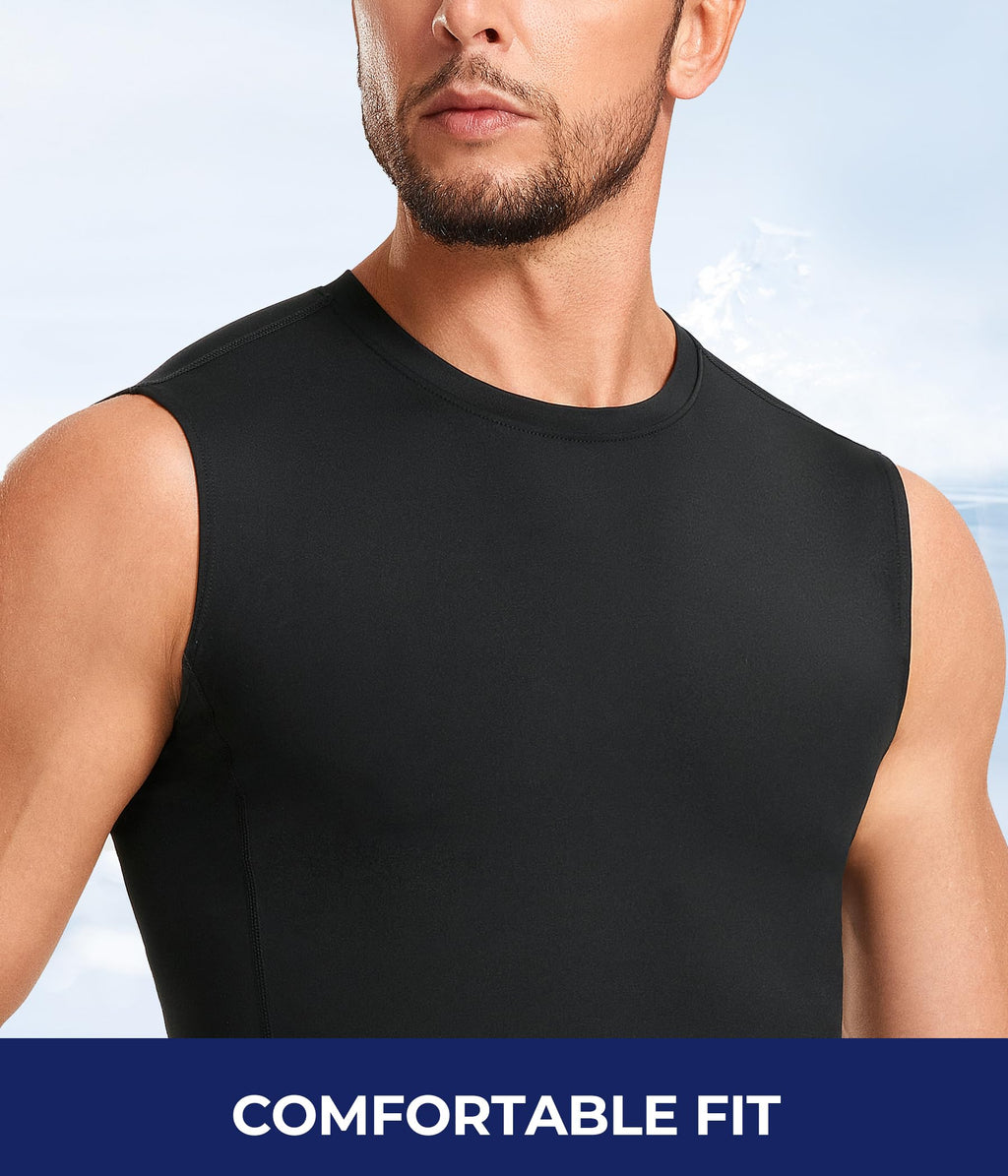 TAILONG 2 Pack Compression Shirt Men - Athletic Base Layer Sleeveless Workout Tank Top Slimming Undershirt