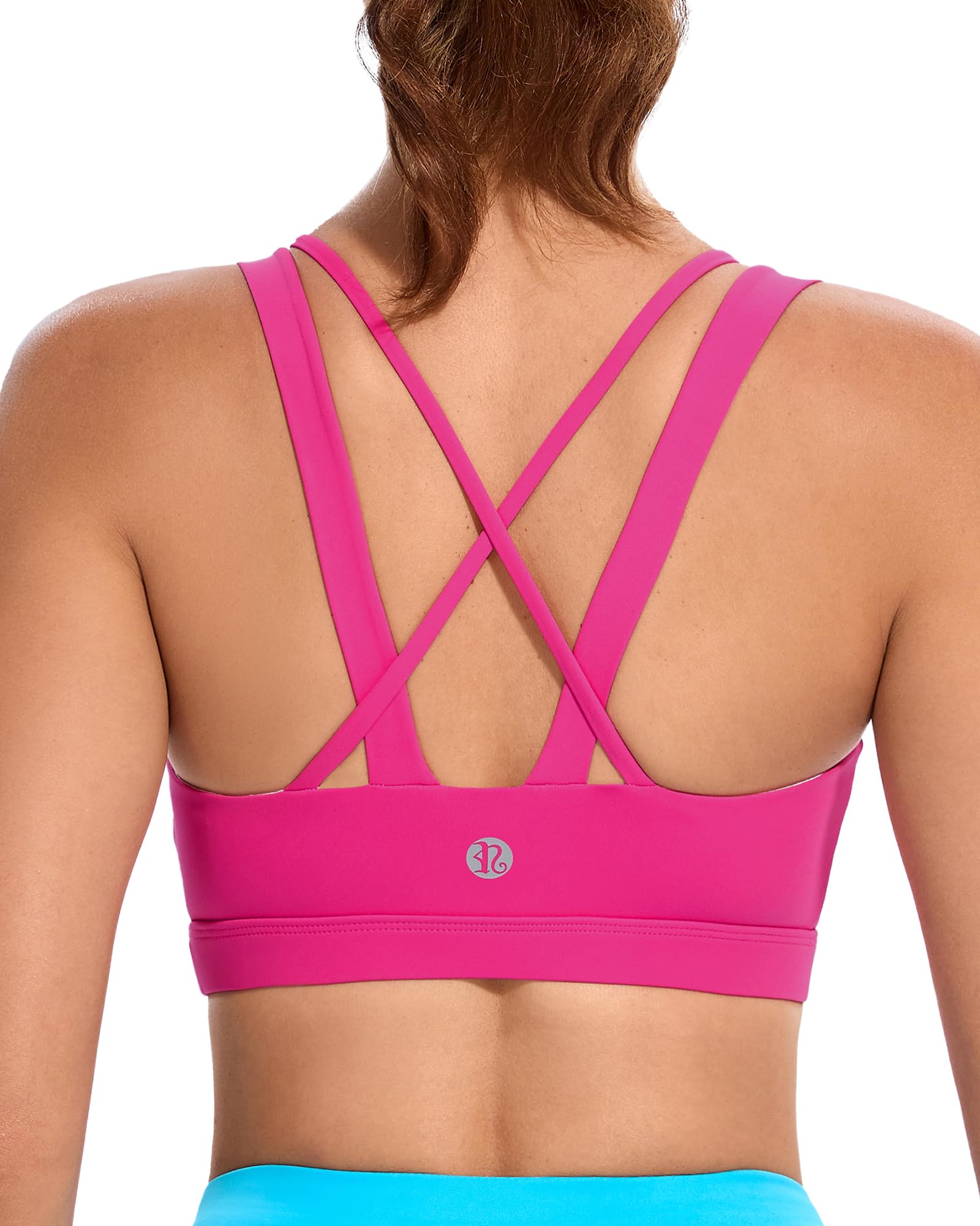 RUNNING GIRL Sports Bras for Women,Padded Strappy Sports Bras Criss-Cross Back Medium Support Sports Bras with Removable Cups