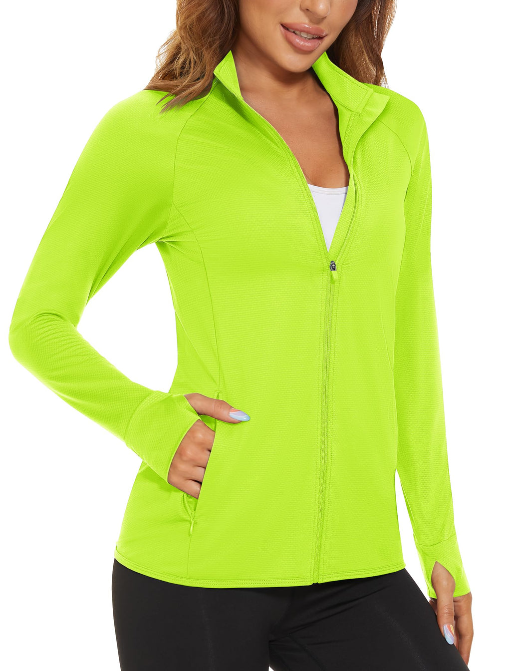 Women's UPF 50+ Lightweight Full-Zip Sun Protection Jacket, Athletic Long Sleeve