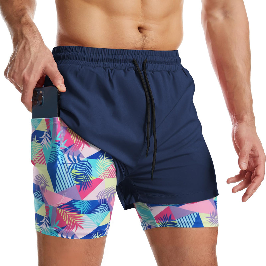 Men's 2-in-1 Running Shorts with Liner & Zipper Pockets