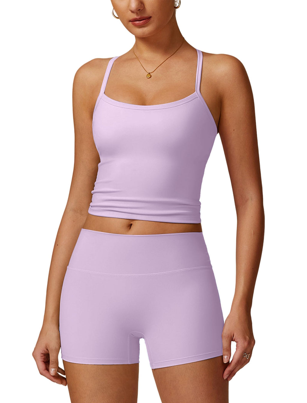 Women's 2-Piece Workout Set with Sports Bra & Biker Shorts