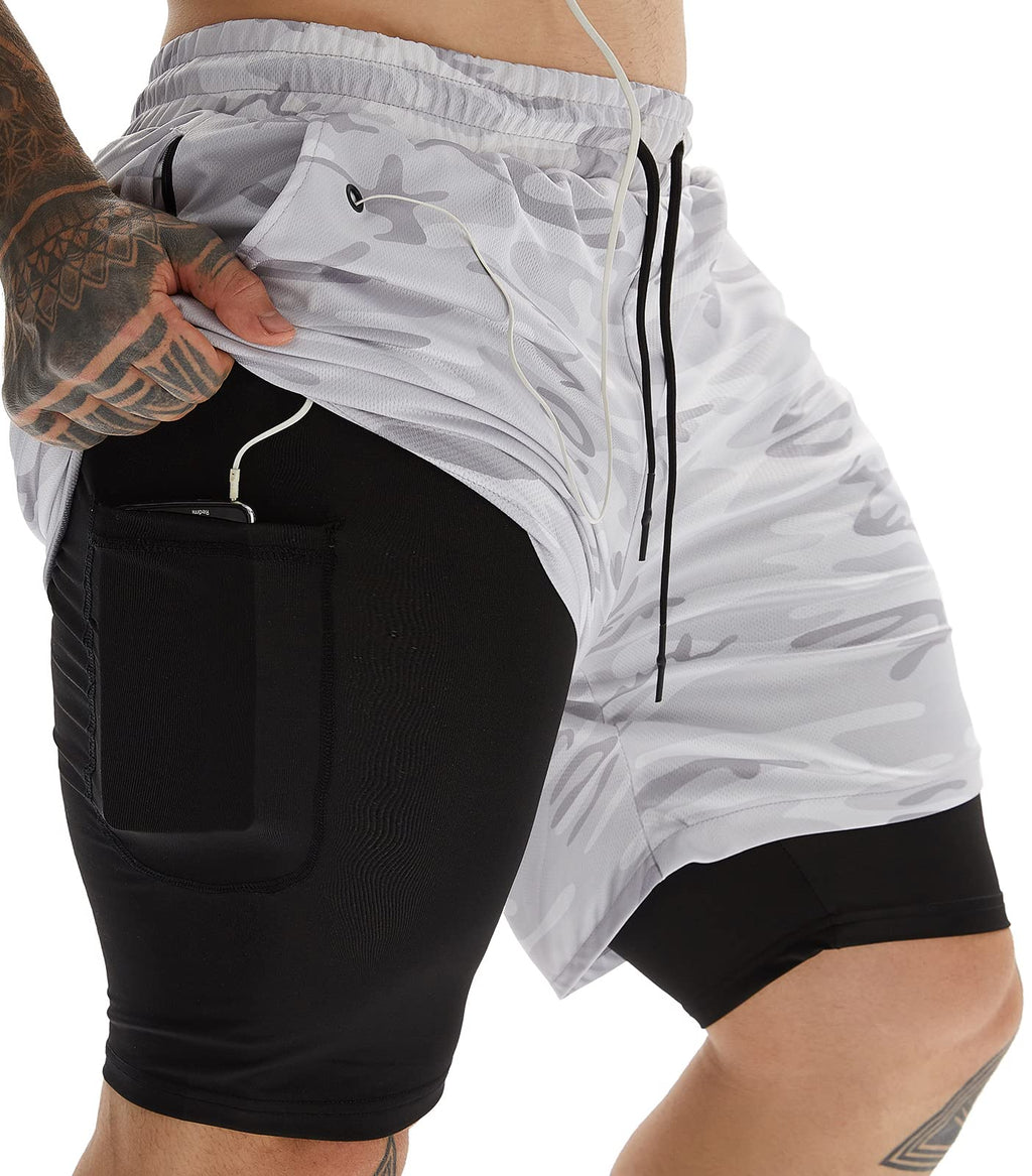 Men's 2-in-1 Running Shorts with Compression Liner for Training